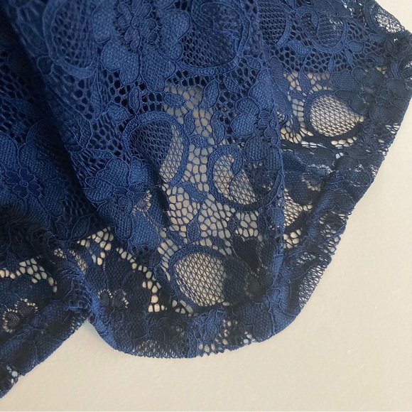 Mikarose Navy Blue Lace 3/4 Sleeve Modest Knee Length Dress | Size M - Picture 7 of 9